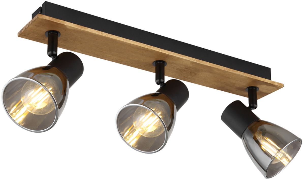 Globo Lighting Claude lámpara de techo 3x40 W negro-ahumado-madera 54307-3W