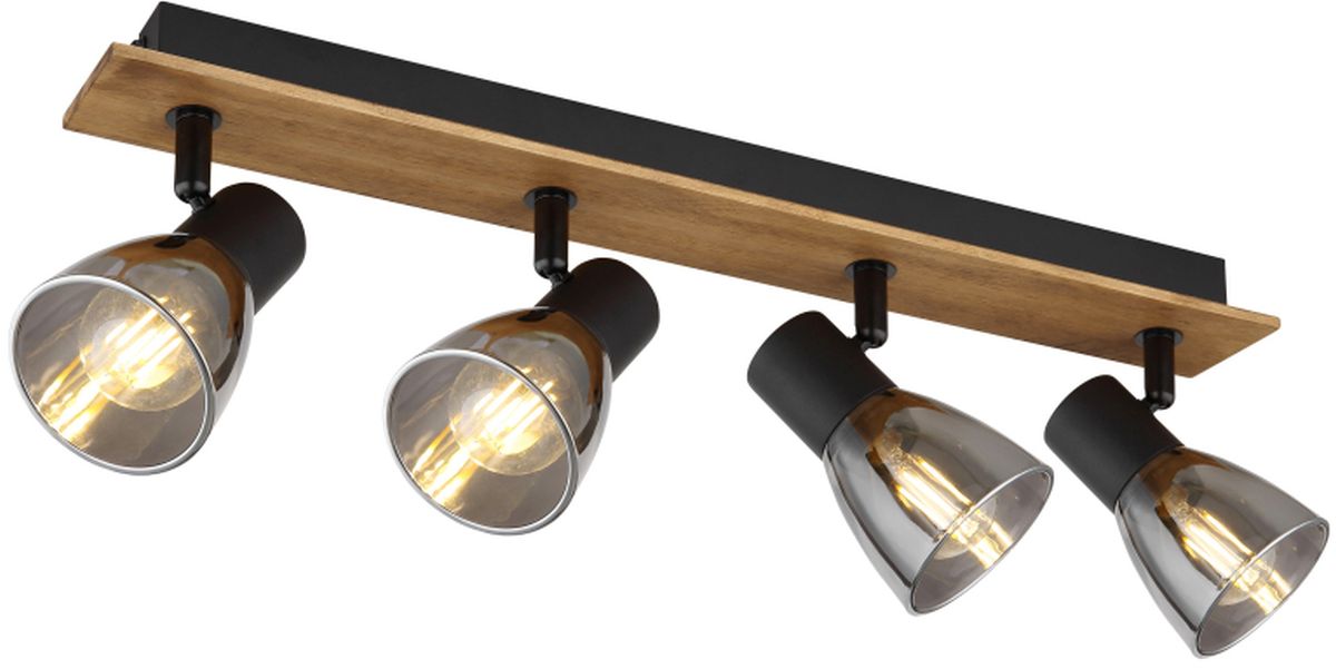 Globo Lighting Claude lámpara de techo 4x40 W negro-ahumado-madera 54307-4W