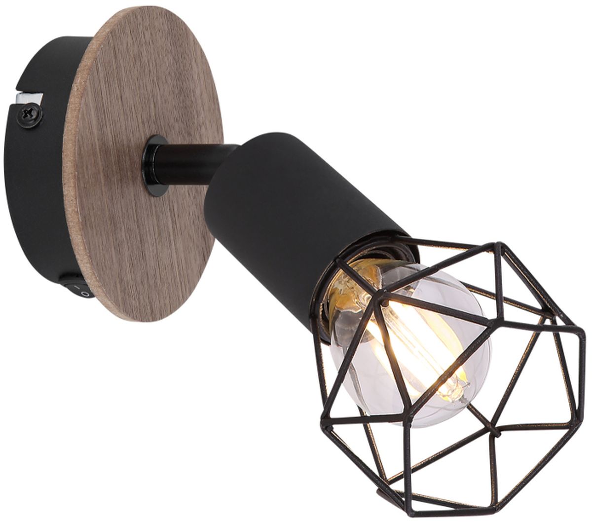 Globo Lighting Xara I lámpara de pared 1x40 W negro-madera 54802S-1H