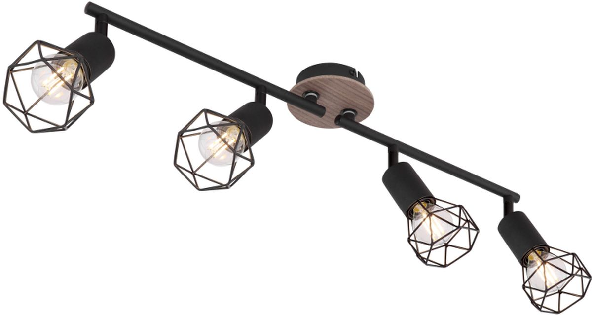 Globo Lighting Xara I lámpara de techo 4x40 W negro-madera 54802S-4H
