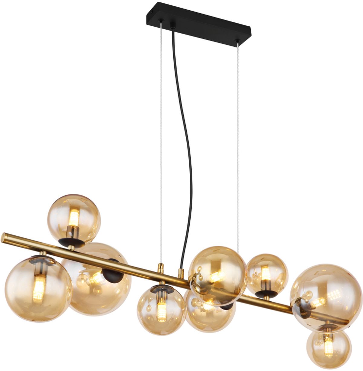 Globo Lighting Riha lámpara colgante x3.5 W negro-latón-ámbar 56135-9H