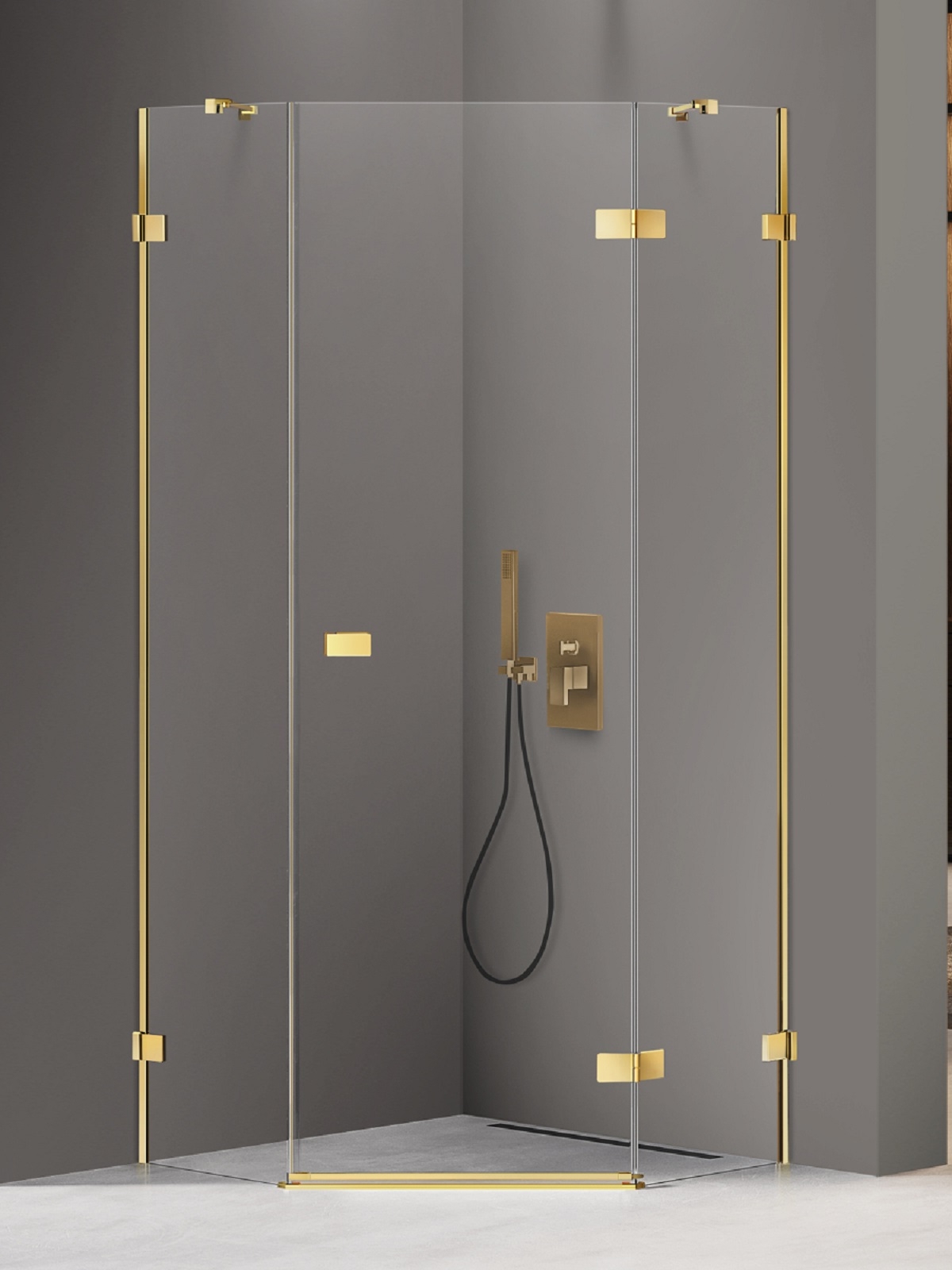 New Trendy Avexa Gold Shine cabina de ducha 90x90 cm oro brillo/vidrio transparente EXK-3843