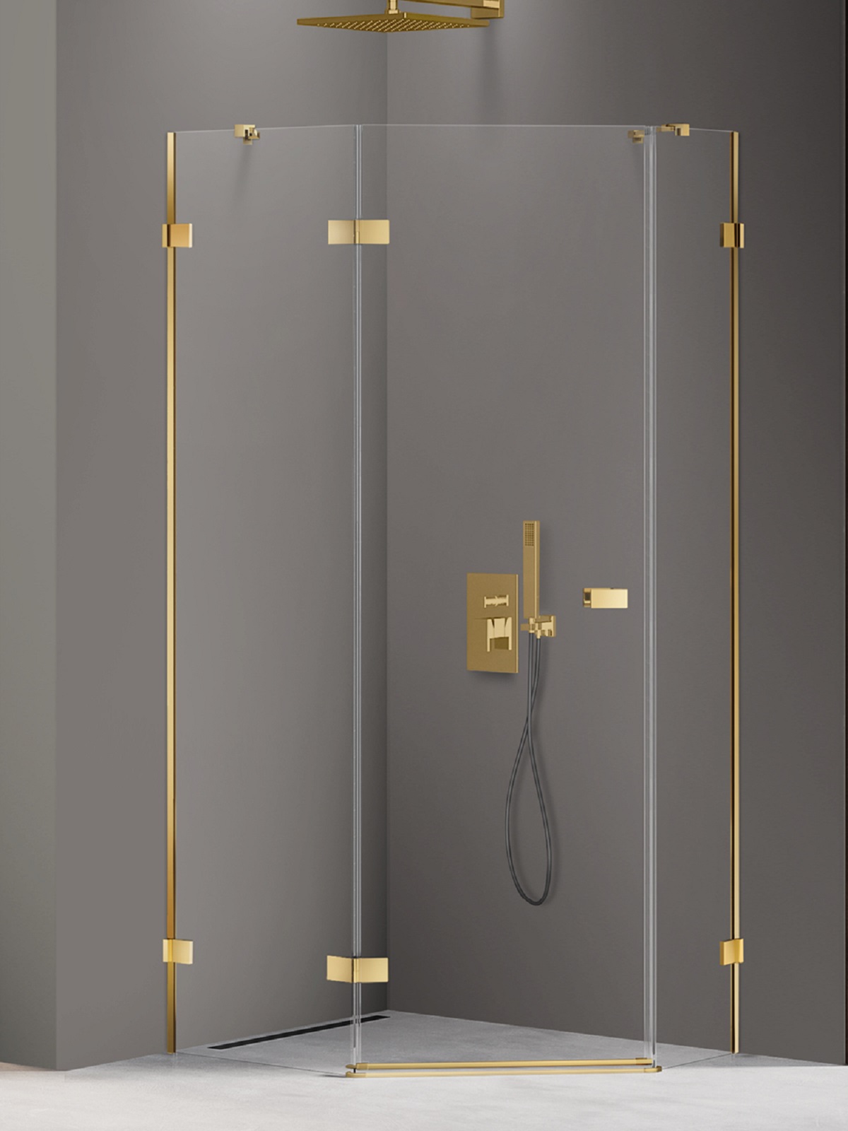 New Trendy Avexa Gold Shine cabina de ducha 100x80 cm oro brillo/vidrio transparente EXK-3848