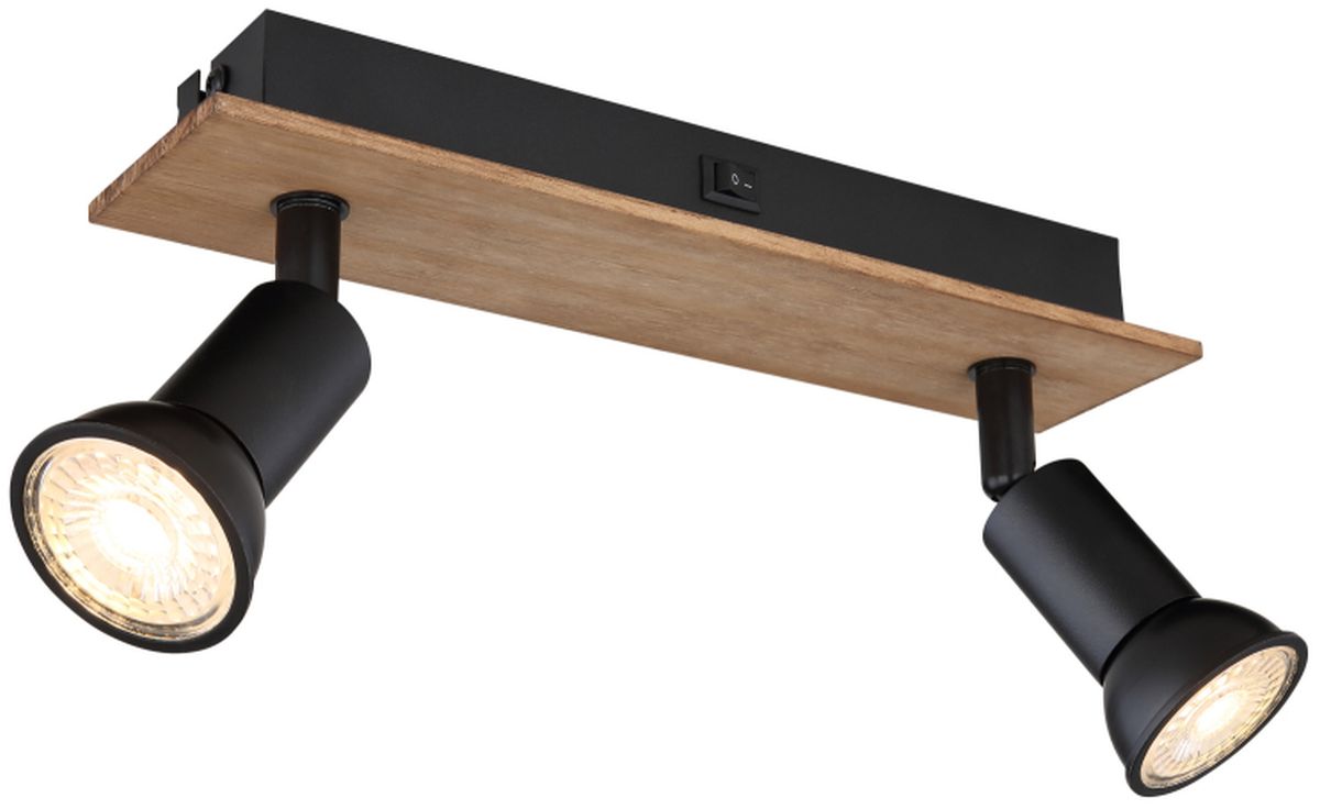 Globo Lighting Drew lámpara de pared 2x35 W negro-madera 57998-2W