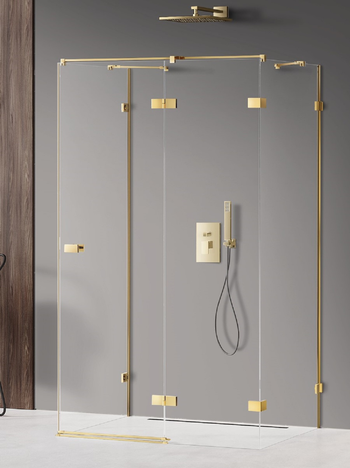 New Trendy Avexa Gold Shine cabina de ducha 110x80 cm rectangular oro brillo/vidrio transparente EXK-2143