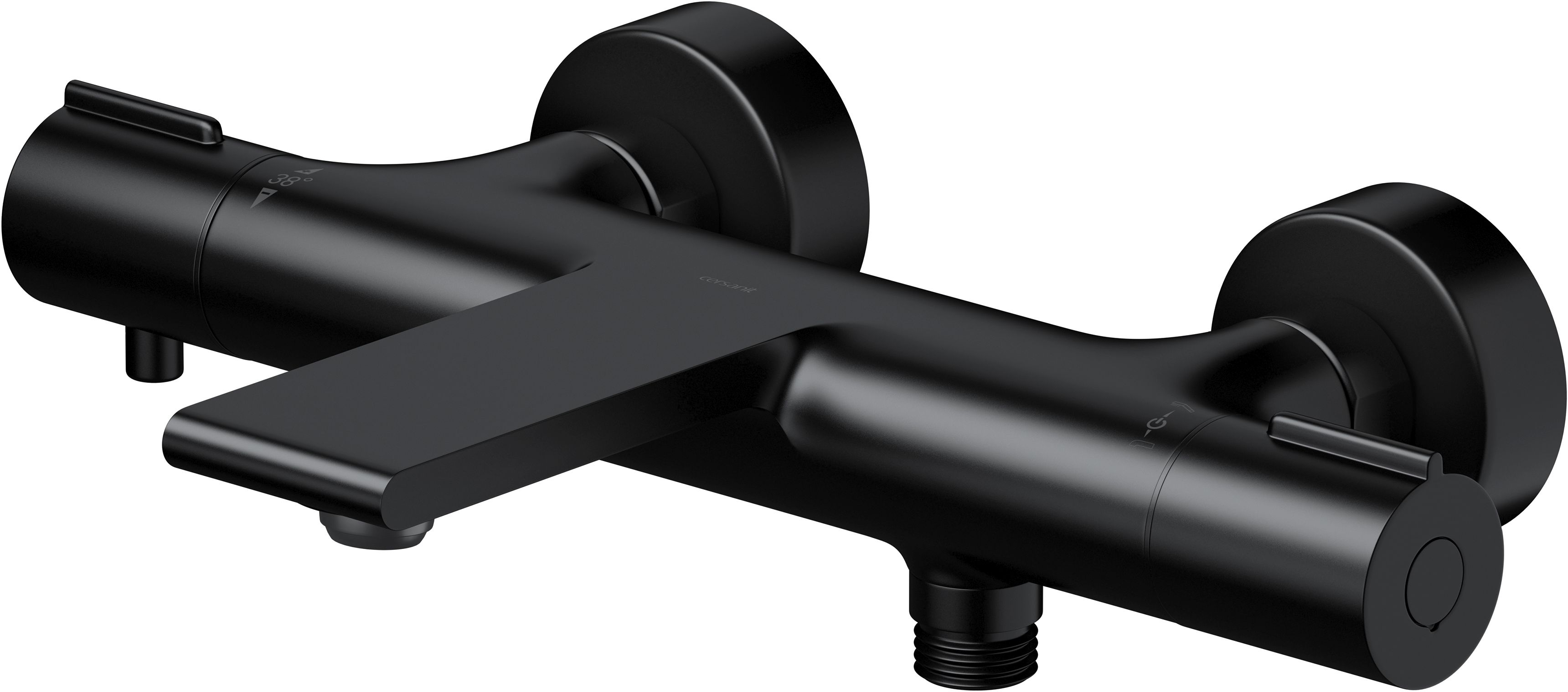 Cersanit Virgo grifo de bañera y ducha a pared con termostato negro S951-562