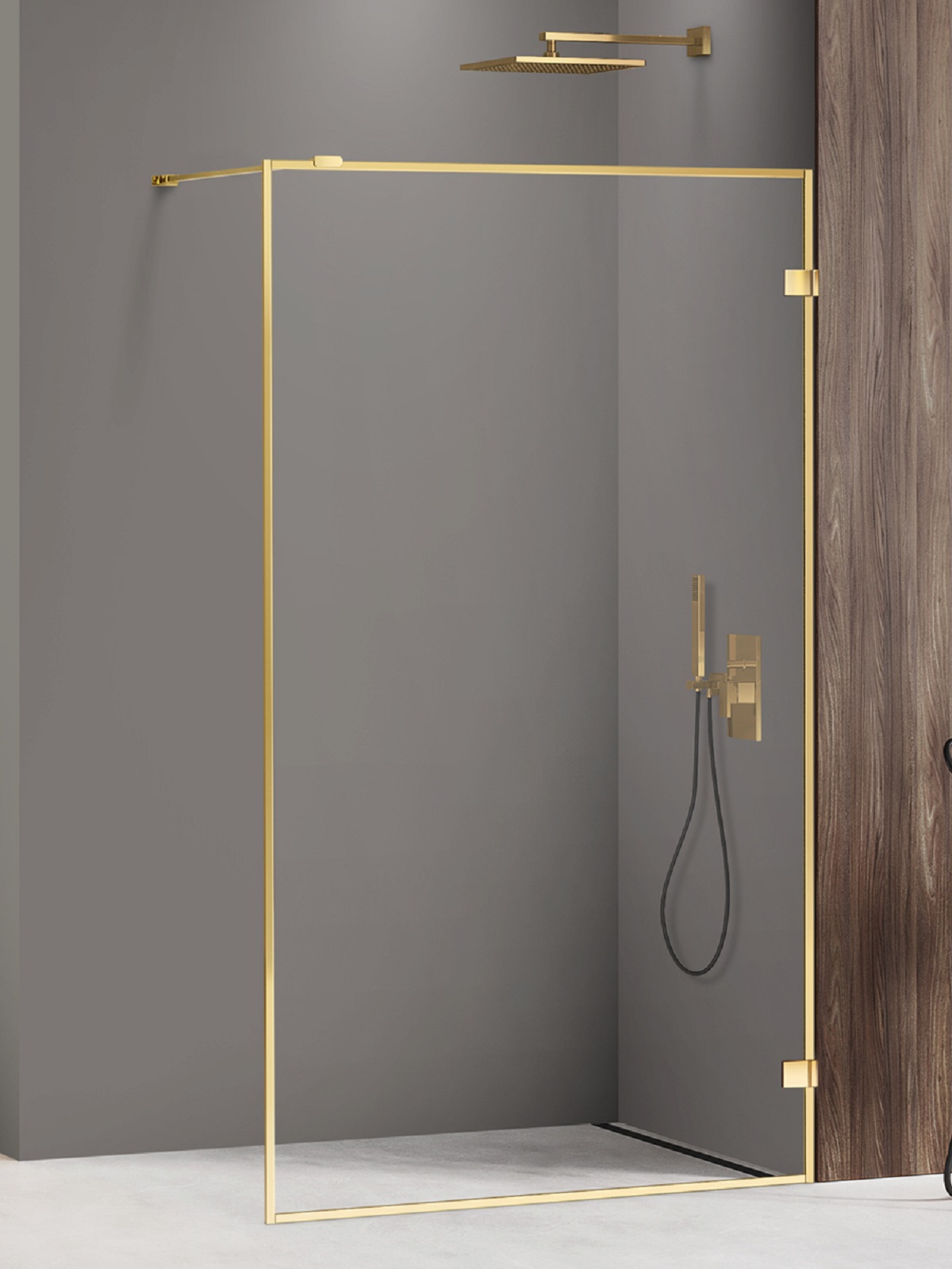 New Trendy Avexa Gold Shine ścianka prysznicowa walk-in 130 cm złoty połysk/szkło przezroczyste EXK-4319