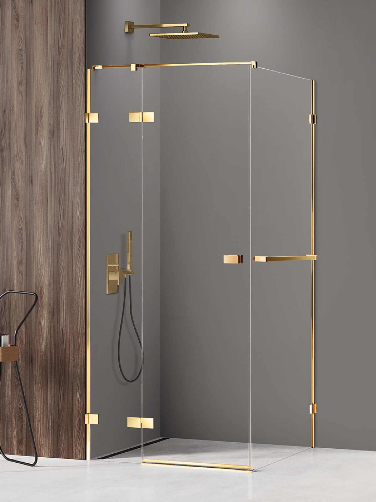 New Trendy Avexa Gold Shine kabina prysznicowa 120x110 cm prostokątna lewa złoty połysk/szkło przezroczyste EXK-3190