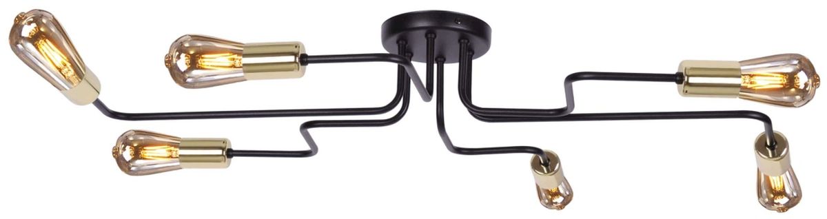 Kaja Kuga lámpara colgante 6x60 W negro-oro K-4940