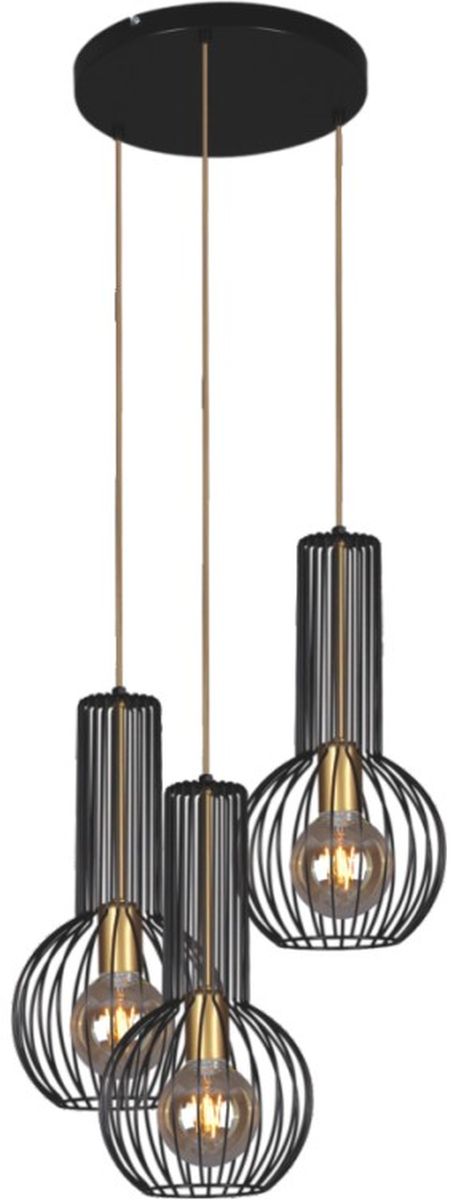 Kaja Arvi Black lámpara colgante 3x60 W negro-oro K-4522