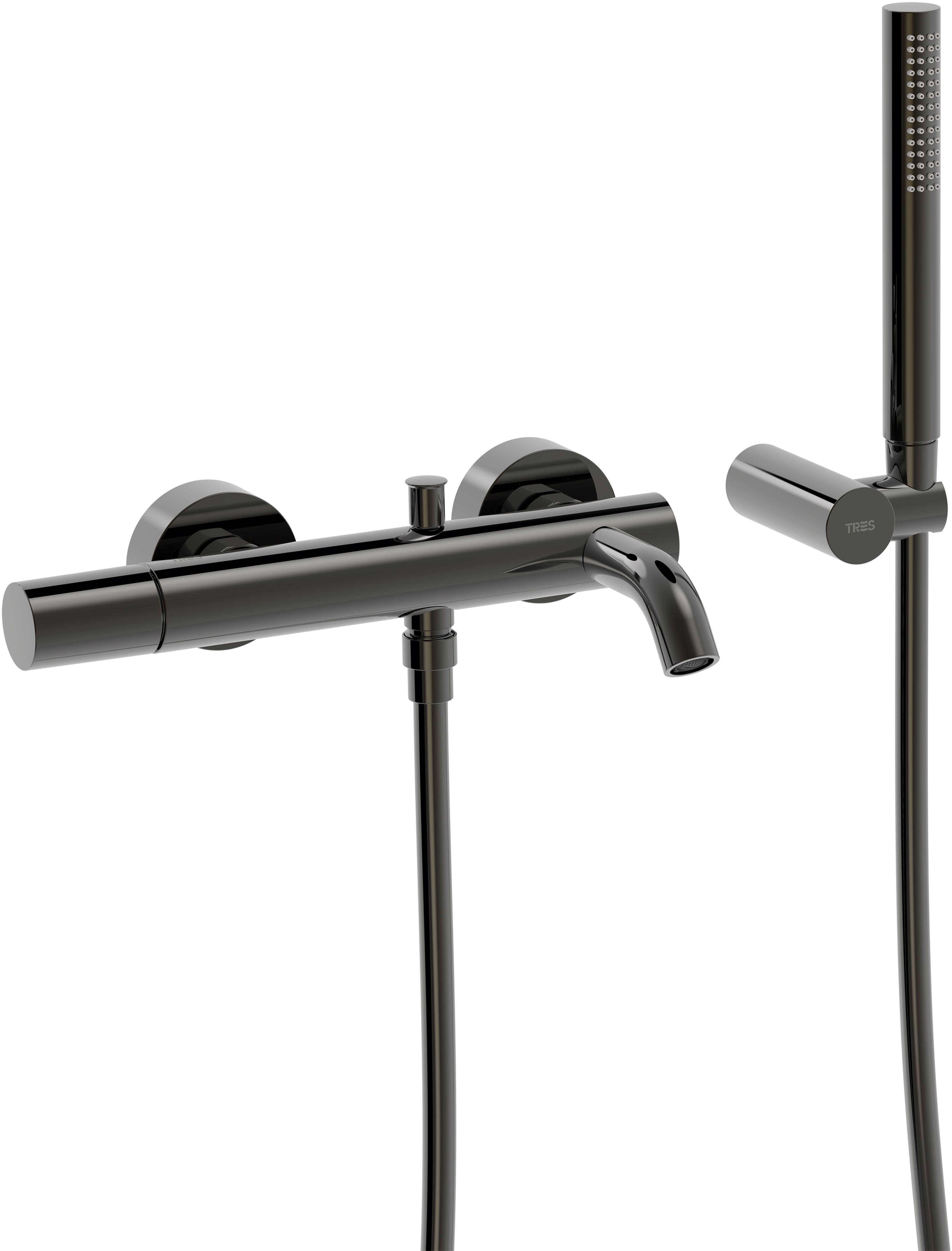 Tres Study Exclusive grifo de bañera y ducha a pared negro 26117001KM