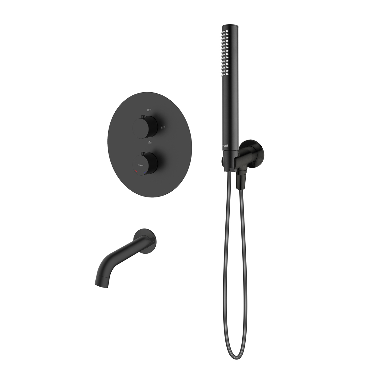 Conjunto grifo de bañera y ducha Oltens Katla 34600300, caño de grifo Oltens Molle 39100300, 39304300, 37102300, 37200300