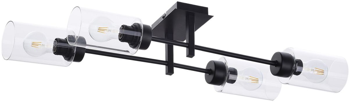 Rabalux Prudence lámpara de techo 4x40 W negro-transparente 2672