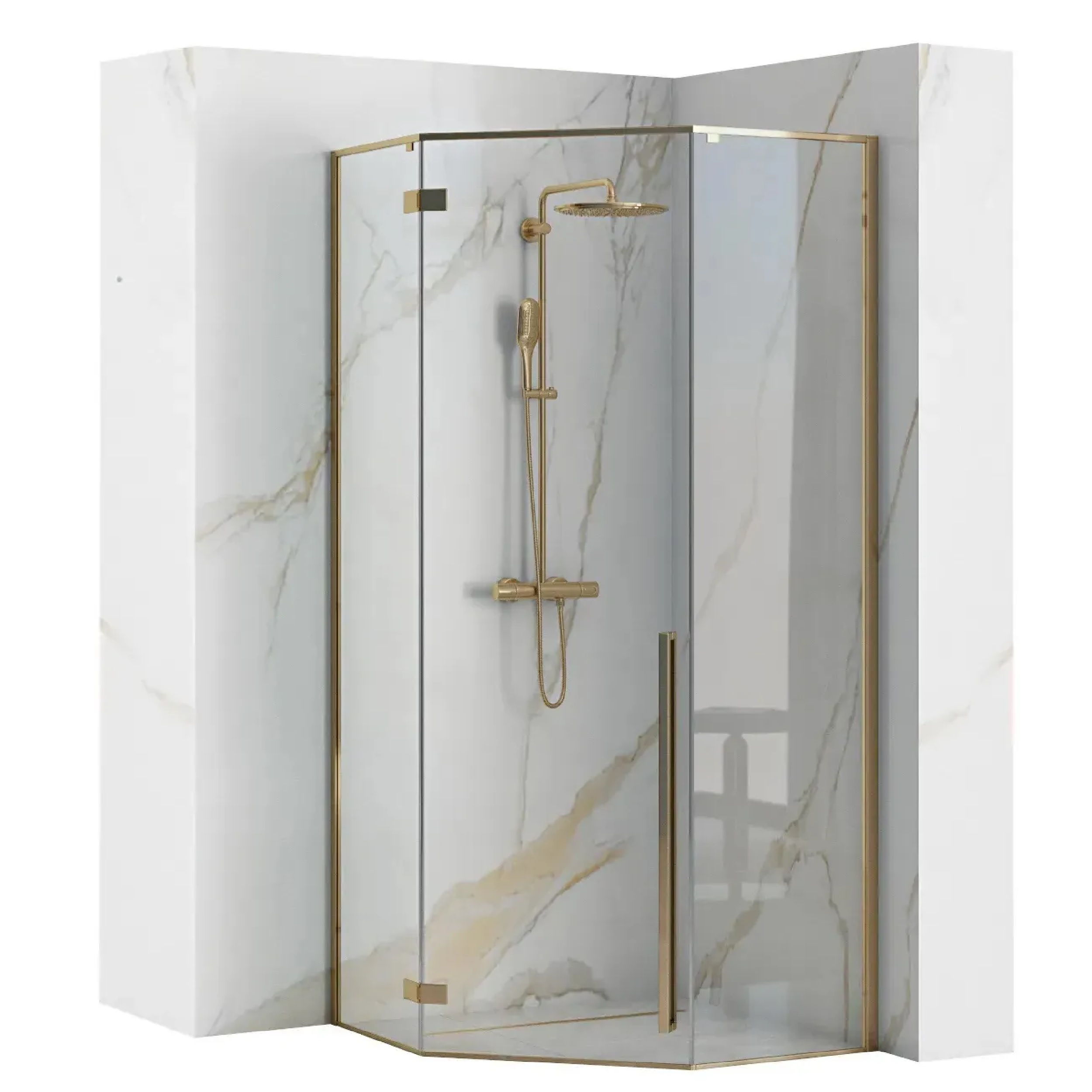 Rea Diamond cabina de ducha 100x100 cm oro brillo/vidrio transparente REA-K6616