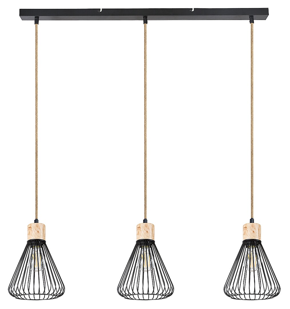 Rabalux Farfalle lámpara colgante 3x40 W negro-madera 3149