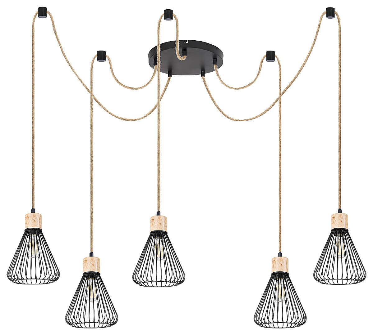 Rabalux Farfalle lámpara colgante 5x40 W negro-madera 3150
