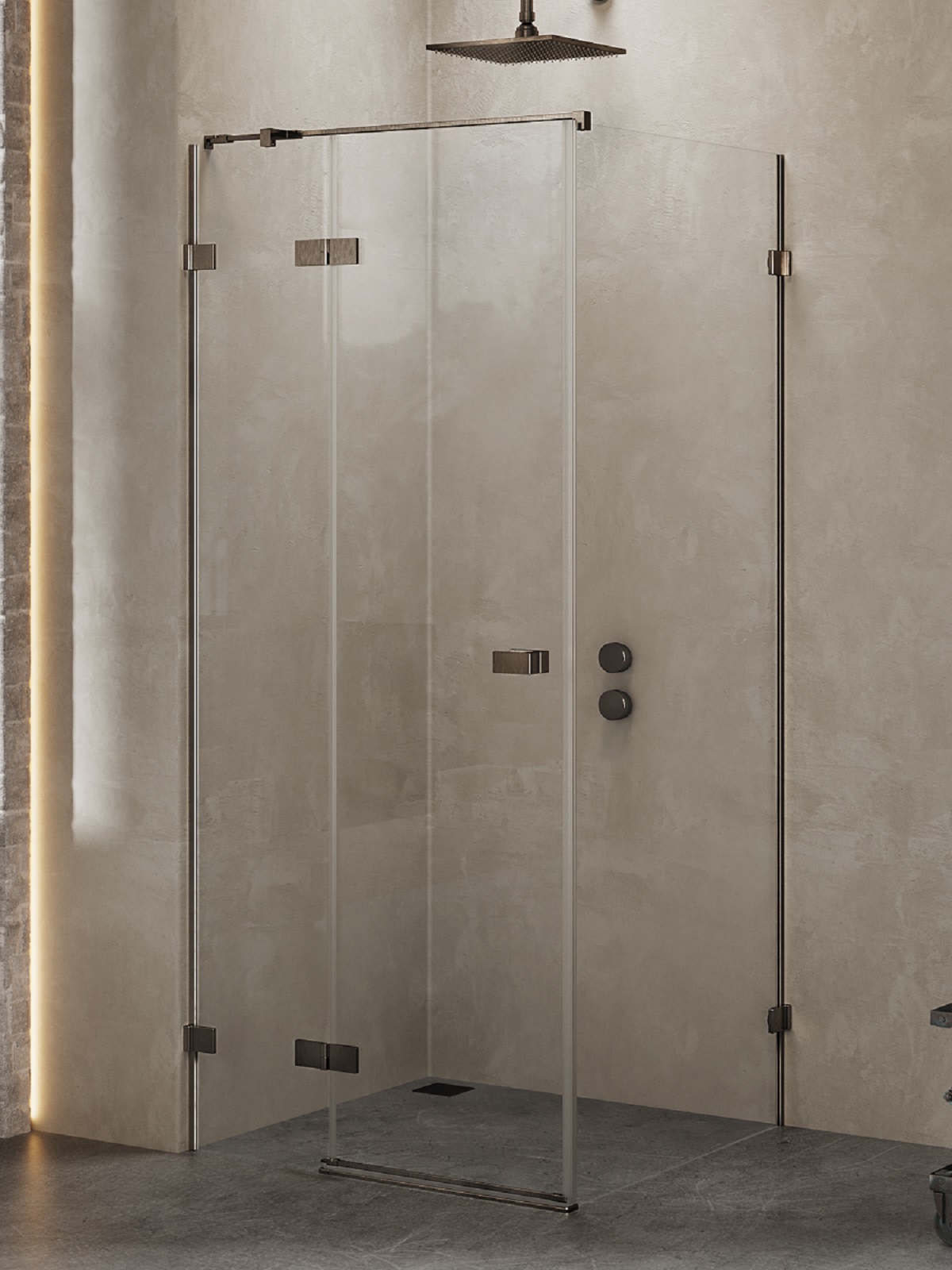 New Trendy Avexa Gunmetal Brushed cabina de ducha 110x100 cm rectangular grafito cepillado/vidrio transparente EXK-3334