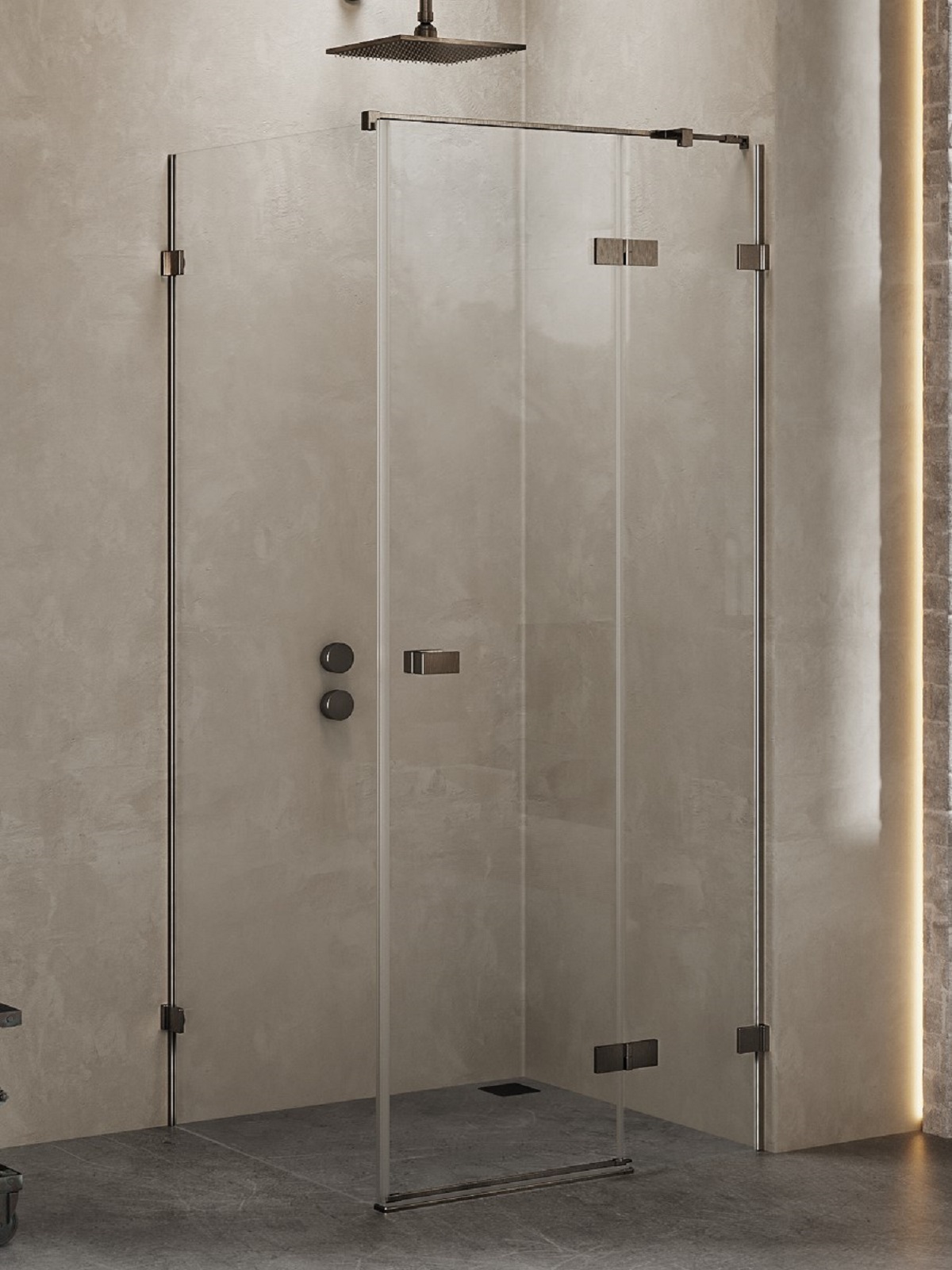 New Trendy Avexa Gunmetal Brushed cabina de ducha 110x90 cm rectangular gris metálico cepillado/vidrio transparente EXK-3368