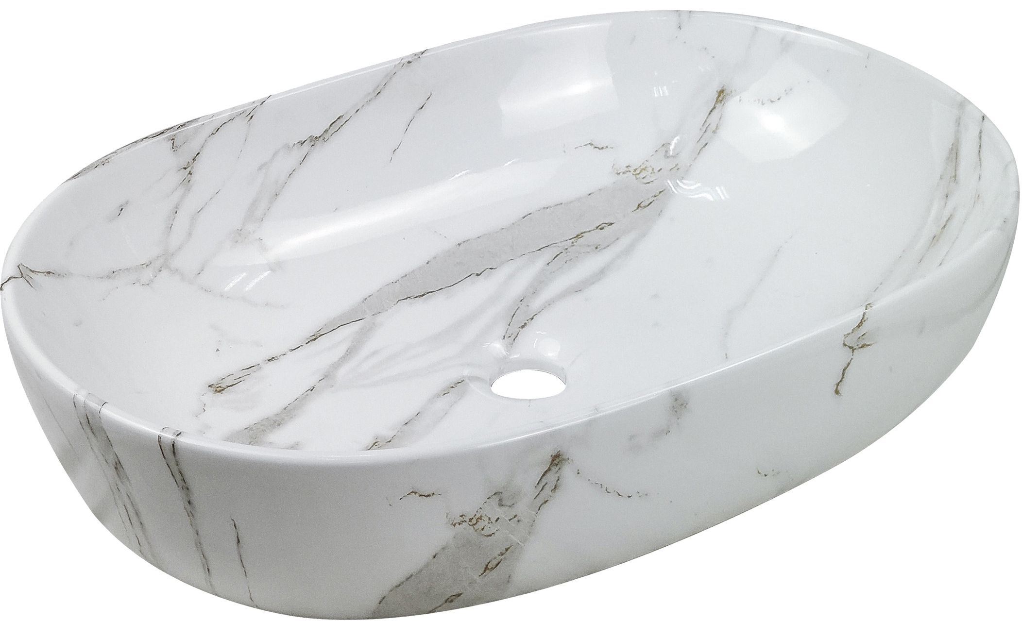 Invena Korfu lavabo 60x42 cm oval sobre encimera gris/piedra CE-34-701