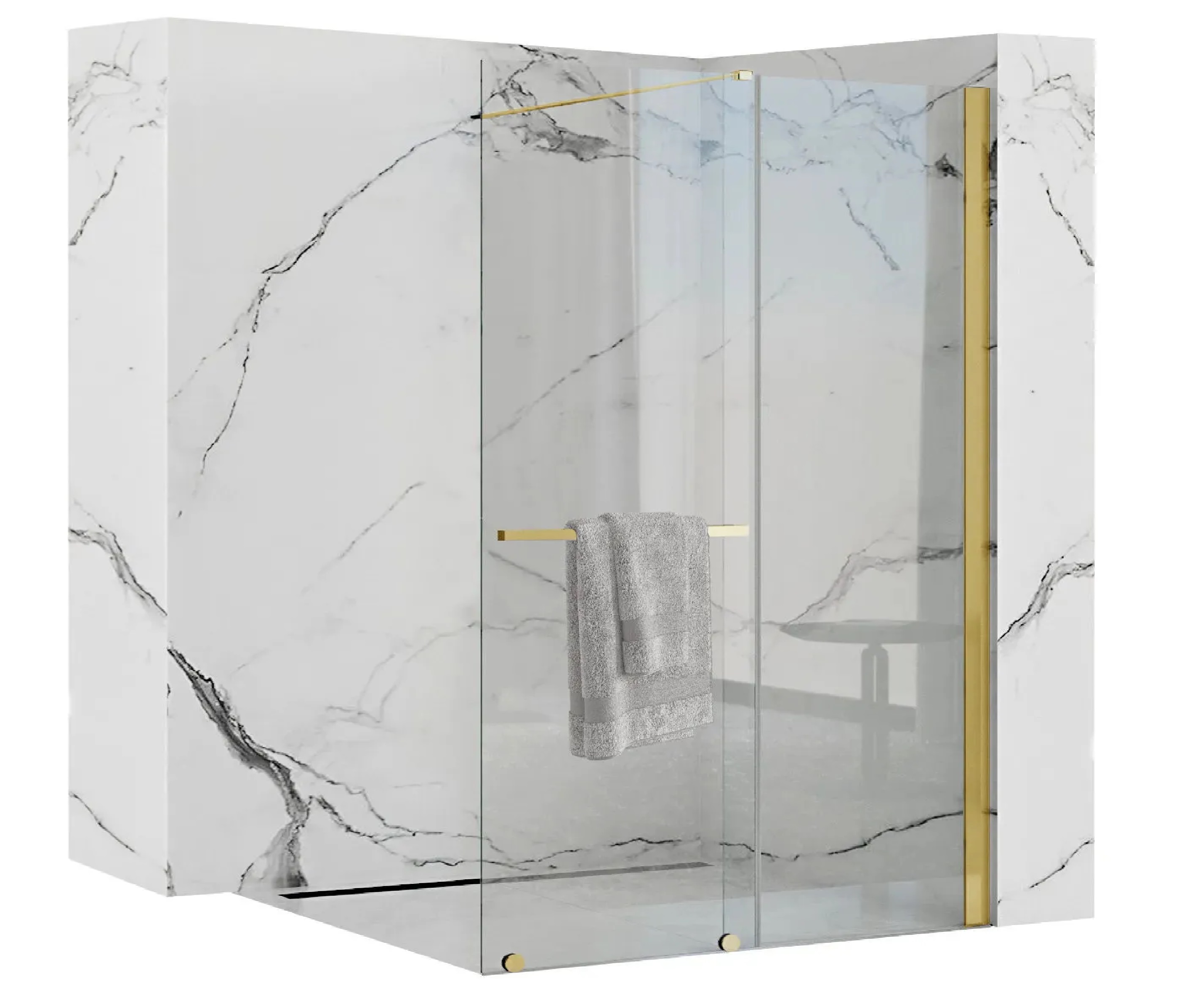 Rea Cortis Gold ścianka prysznicowa 120 cm Walk-In złoty/szkło przezroczyste REA-K8485