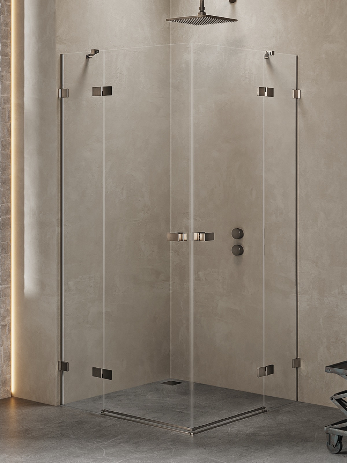 New Trendy Avexa Gunmetal Brushed cabina de ducha 110x110 cm cuadrada gris metálico cepillado/vidrio transparente EXK-3396