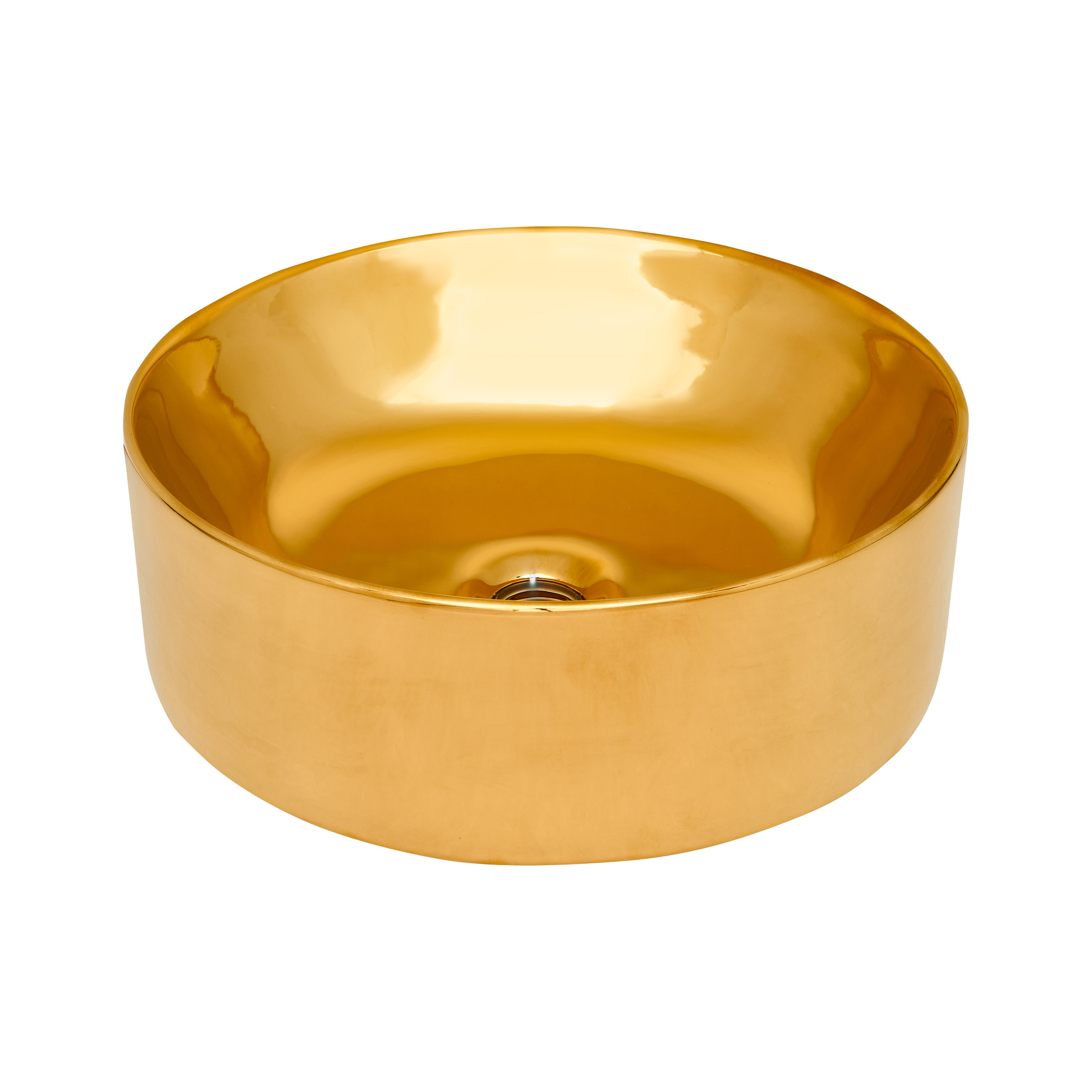 Invena Kos lavabo 42x42 cm circular sobre encimera oro CE-38-009