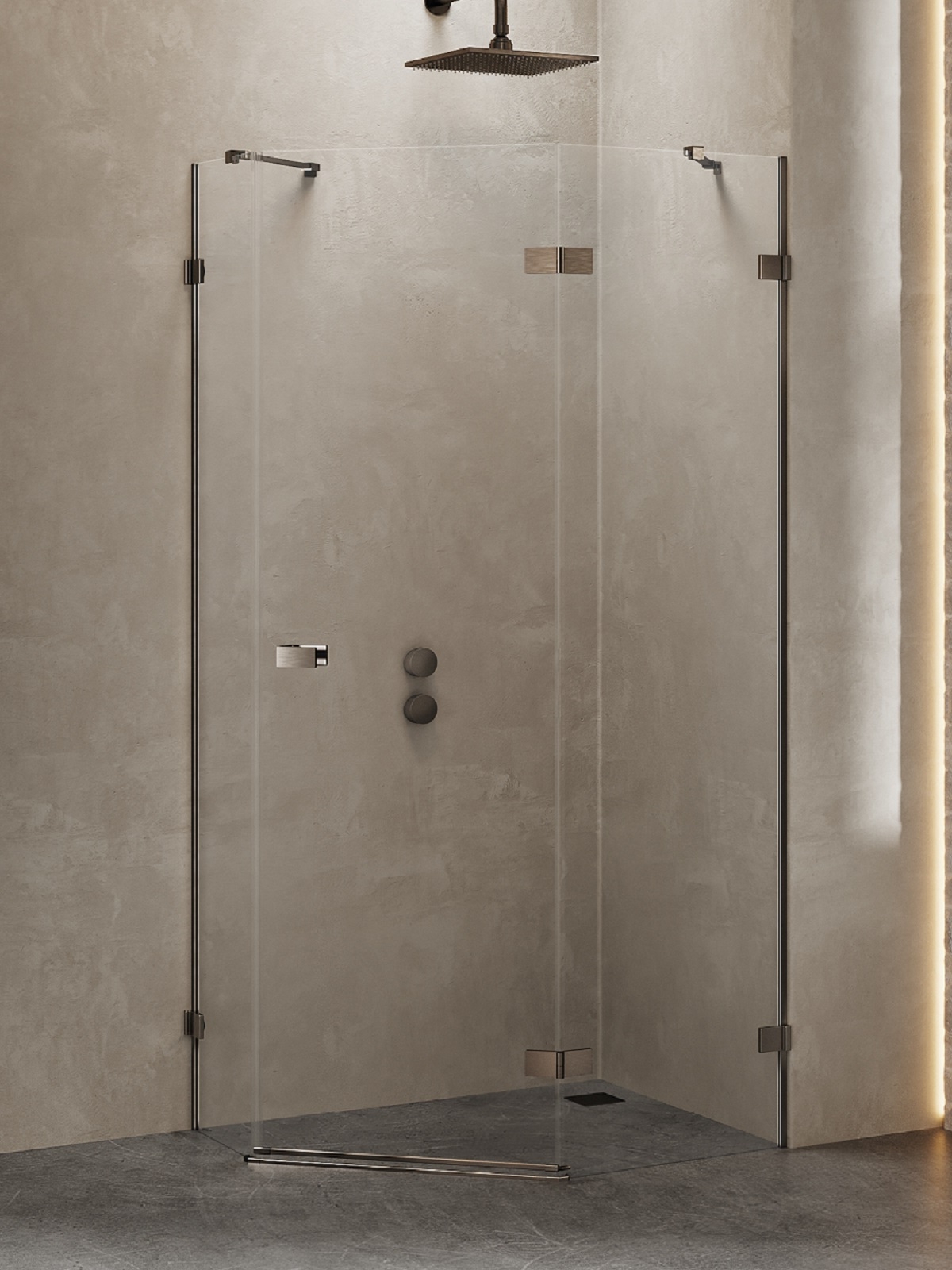 New Trendy Avexa Gunmetal Brushed cabina de ducha 100x80 cm gris metálico cepillado/vidrio transparente EXK-3836