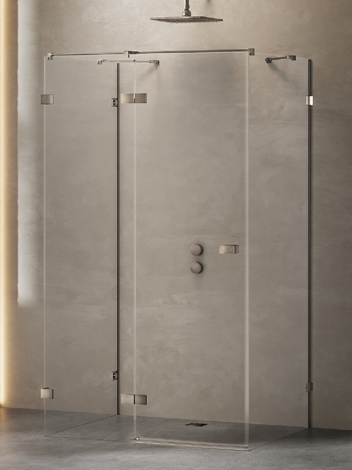 New Trendy Avexa kabina prysznicowa 120x110 cm prostokątna lewa gunmetal szczotkowany/szkło przezroczyste EXK-3431
