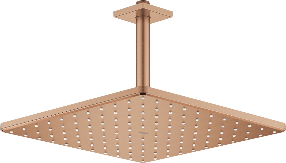Grohe Rainshower brazo de ducha con efecto lluvia 31x31 cm cuadrada Brushed Warm Sunset 26566DL0