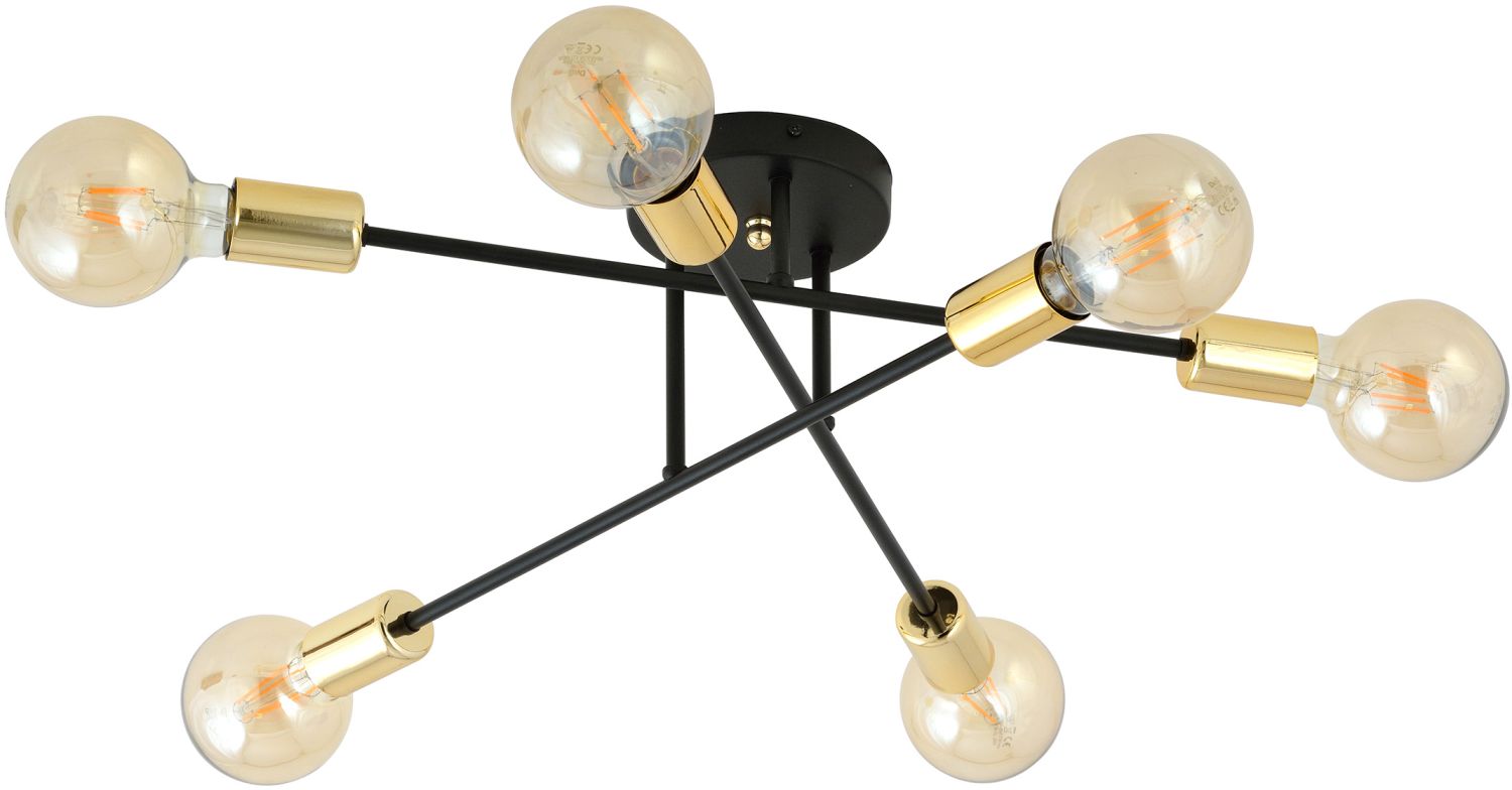Emibig Veken 6B Gold lámpara de techo 6x15 W negro-oro 1175/6B