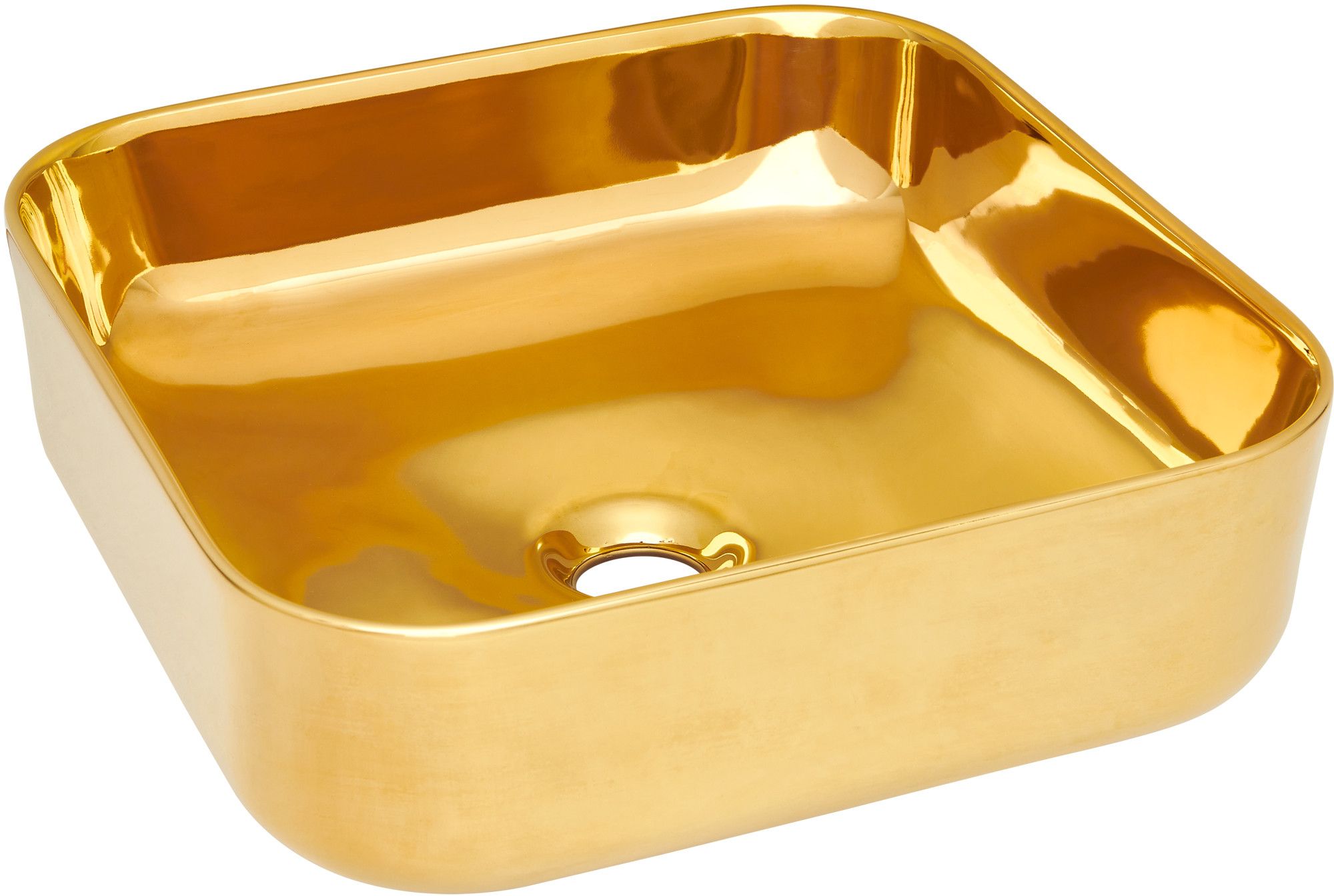 Invena Malaga lavabo 39x39 cm cuadrada sobre encimera oro CE-39-009