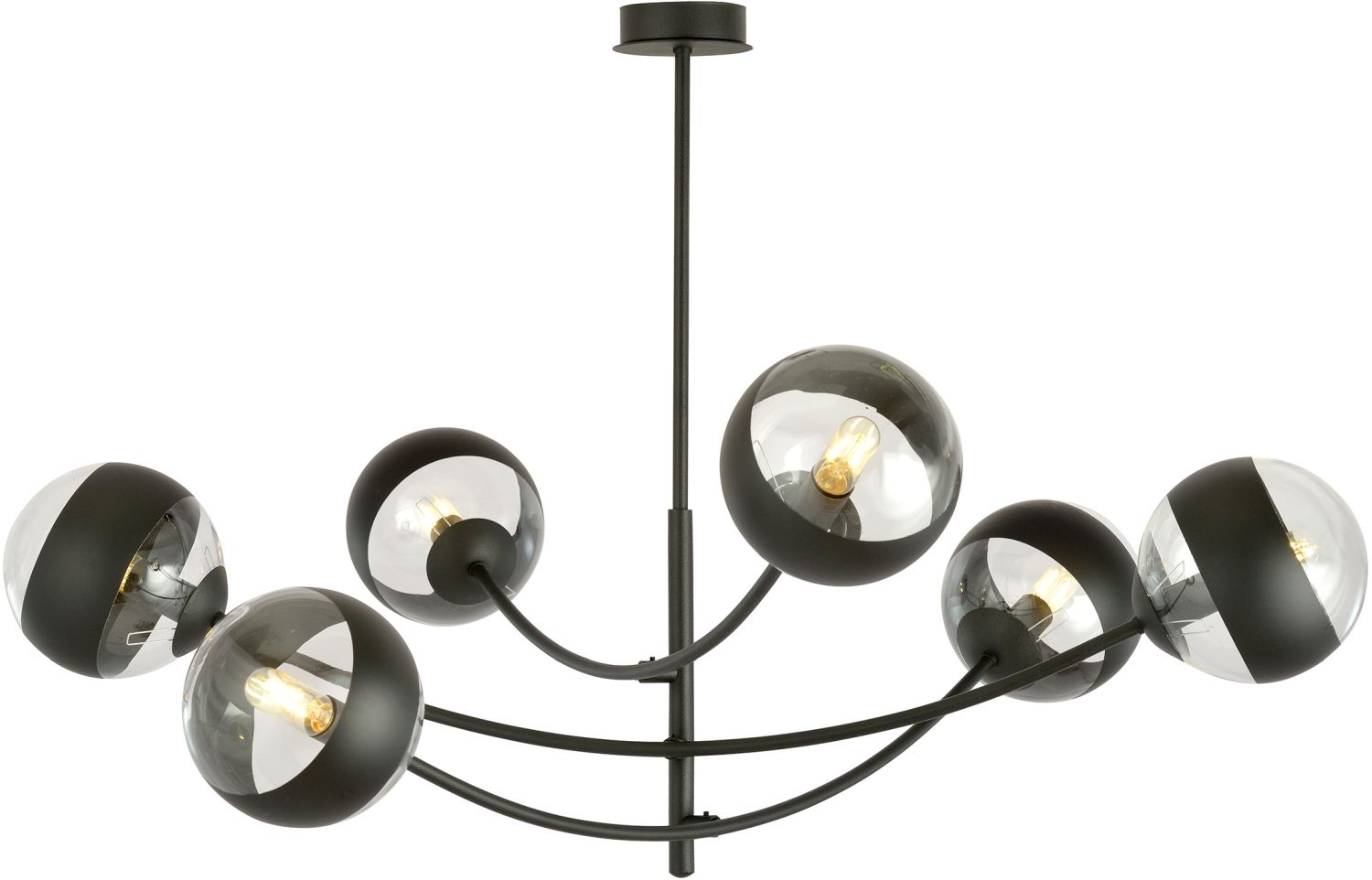 Emibig Hunter Stripe lámpara de techo 6x10 W negro-transparente 1101/6