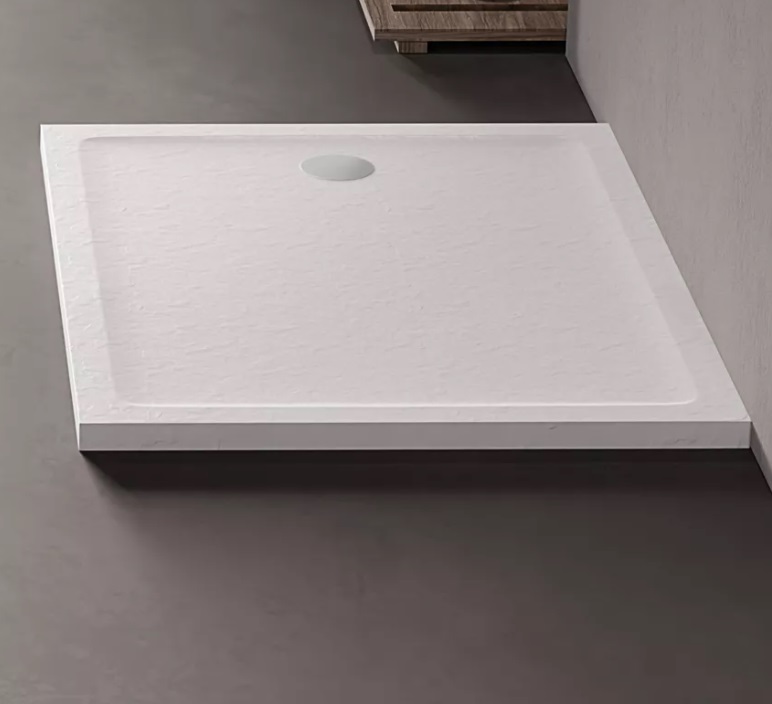 New Trendy Mild Stone plato de ducha rectangular 90x70 cm blanco B-0544