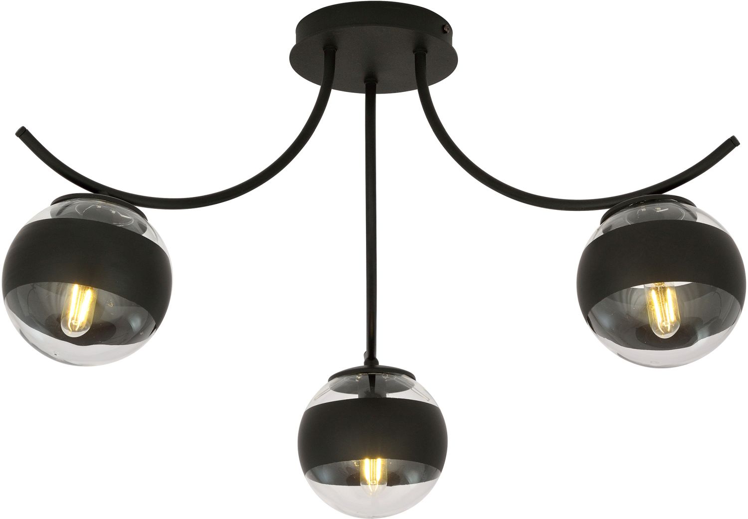 Emibig Boston Stripe lámpara de techo 3x10 W negro-transparente 1111/3
