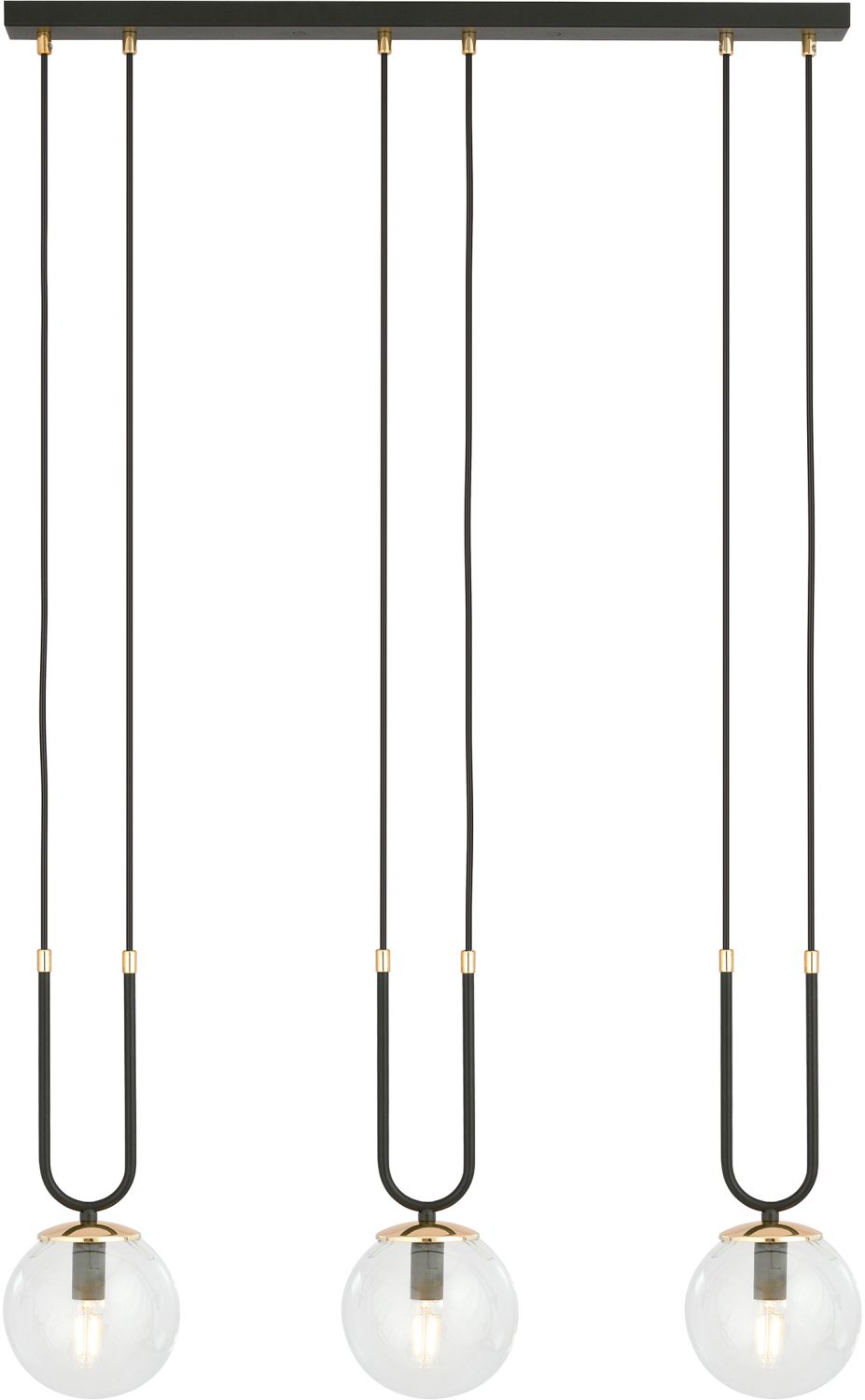 Emibig Glam lámpara colgante 3x10 W negro-transparente 1114/3