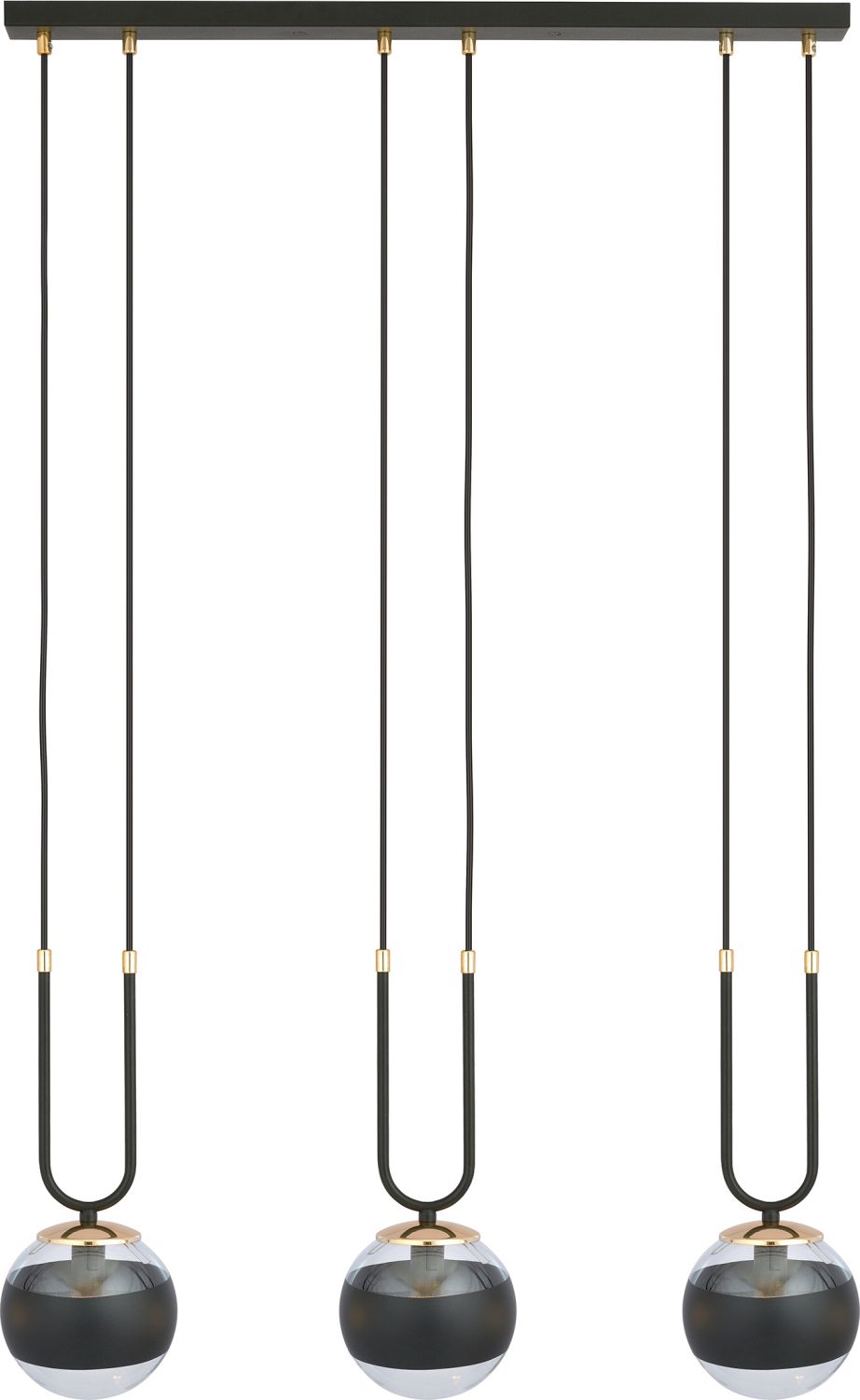Emibig Glam Stripe lámpara colgante 3x10 W negro-transparente 1113/3