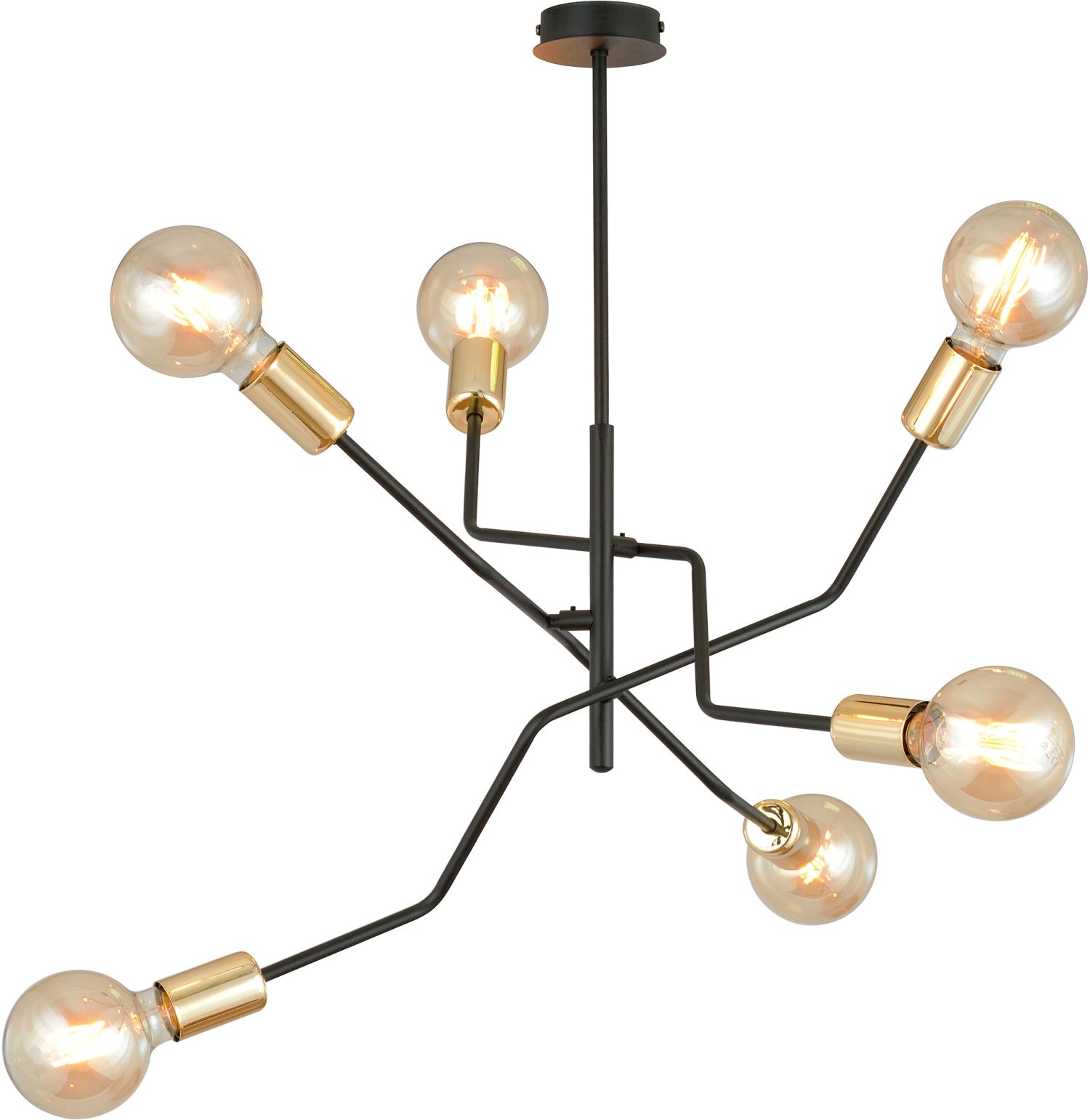 Emibig Bolt lámpara de techo 6x15 W negro-oro 1125/6