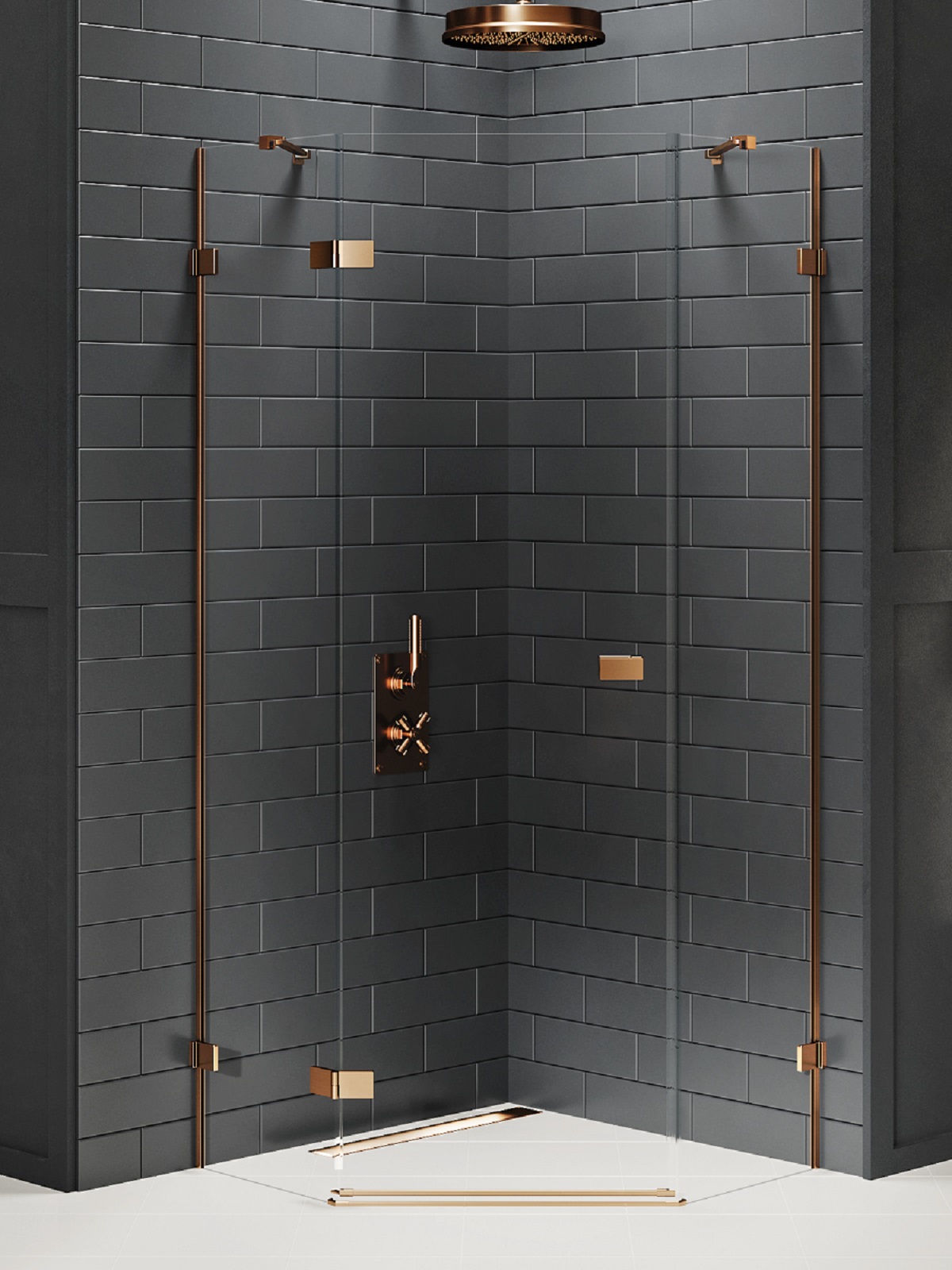 New Trendy Avexa Copper Brushed cabina de ducha 90x90 cm cobre cepillado/vidrio transparente EXK-3820