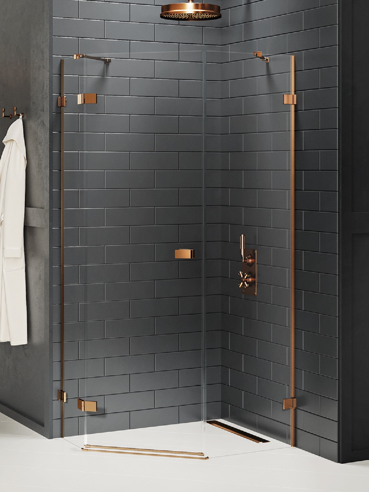 New Trendy Avexa Copper Brushed cabina de ducha 100x80 cm cobre cepillado/vidrio transparente EXK-3827