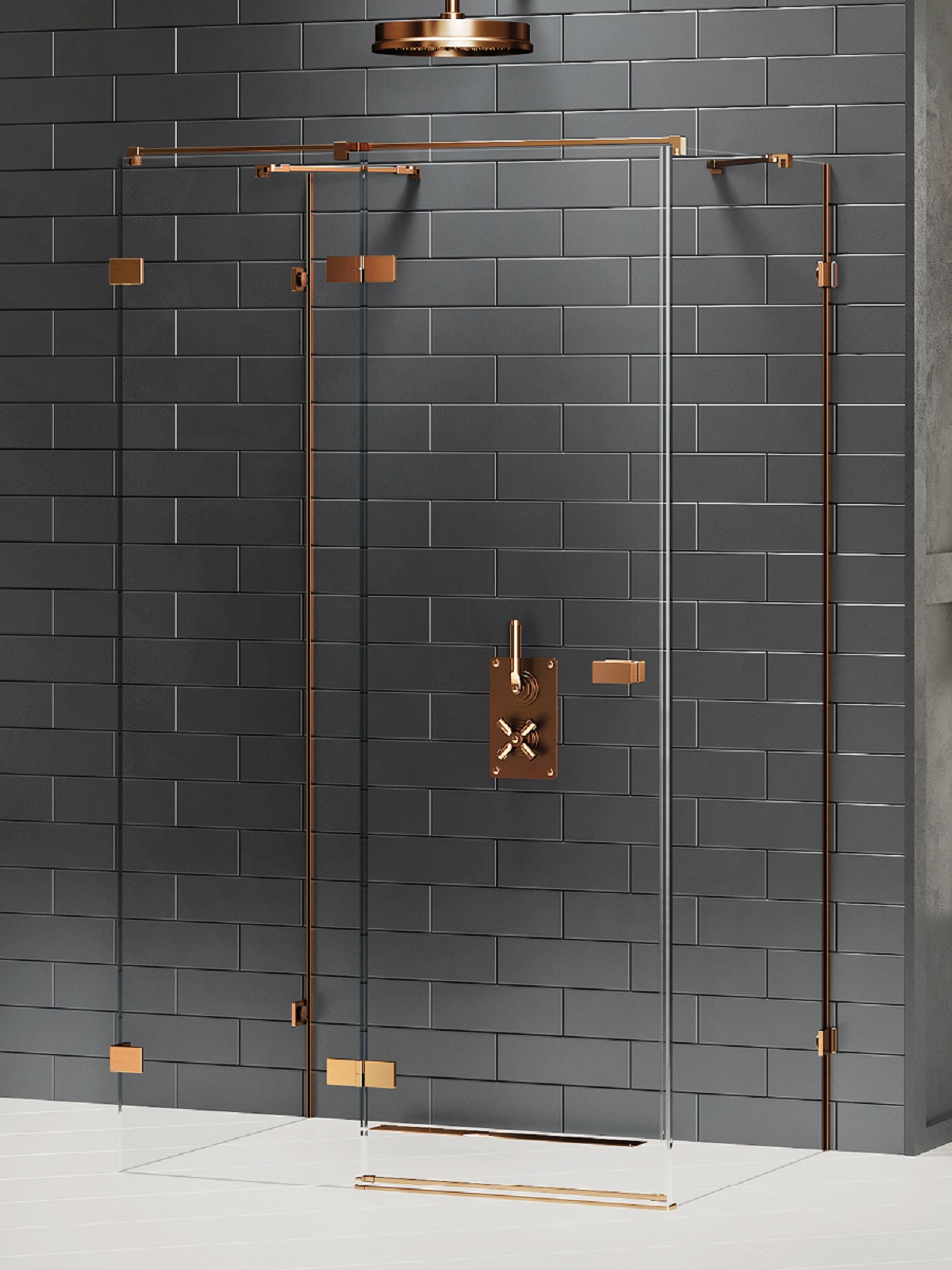 New Trendy Avexa Copper Brushed cabina de ducha 80x70 cm rectangular cobre cepillado/vidrio transparente EXK-3690