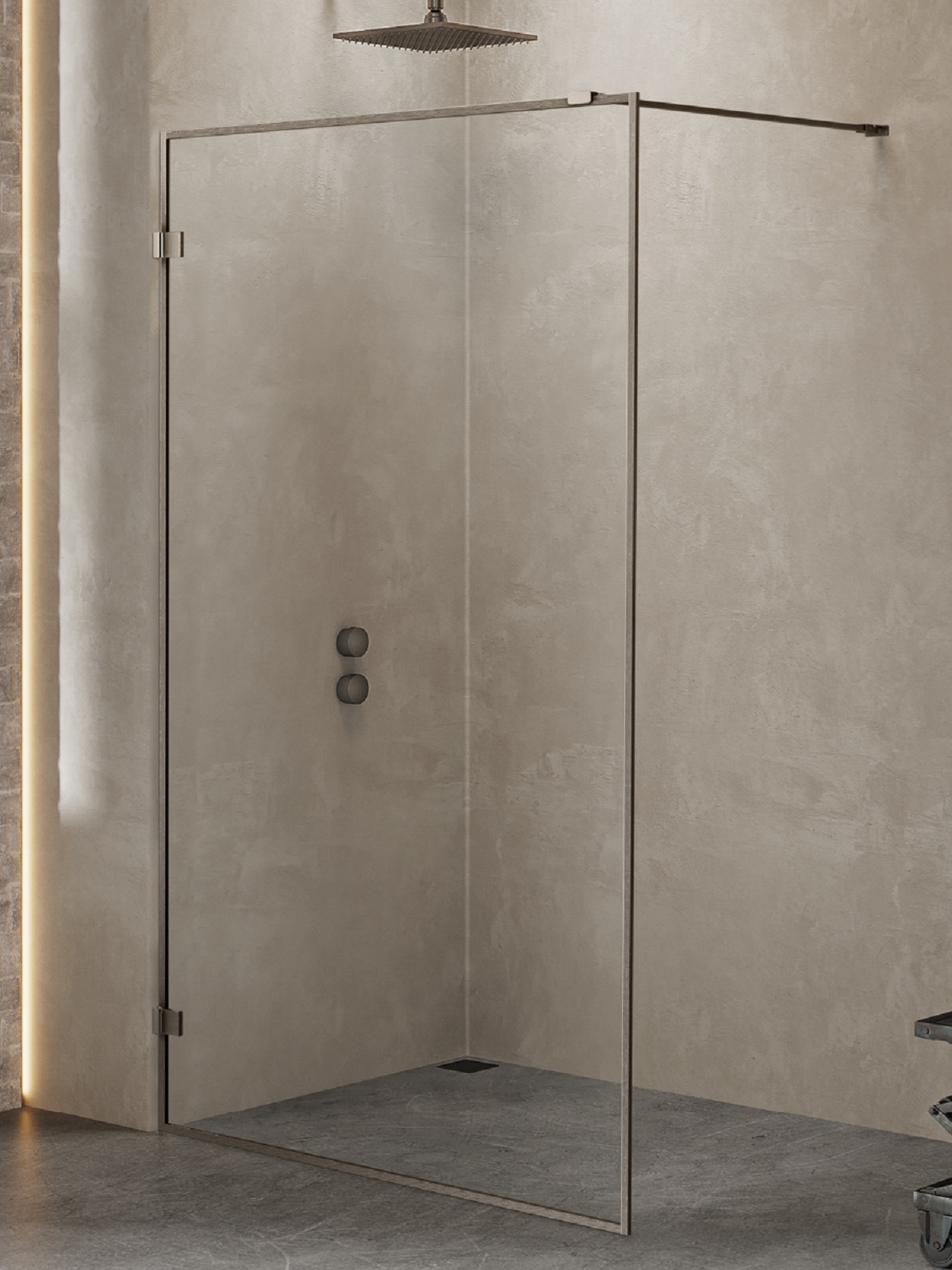 New Trendy Avexa Walk-In ścianka prysznicowa 130 cm wolnostojąca gunmetal szczotkowany/szkło przezroczyste EXK-4321