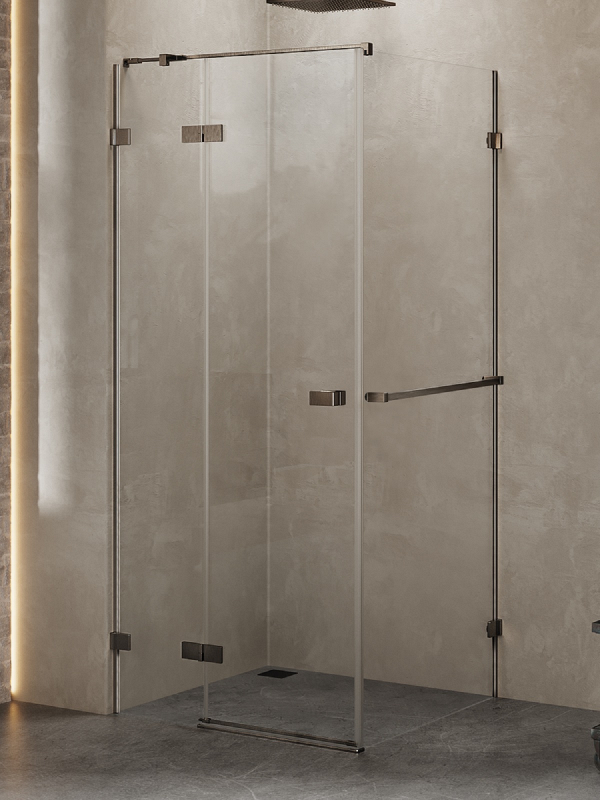 New Trendy Avexa Gunmetal Brushed cabina de ducha 90x80 cm rectangular gris metálico cepillado/vidrio transparente EXK-3265
