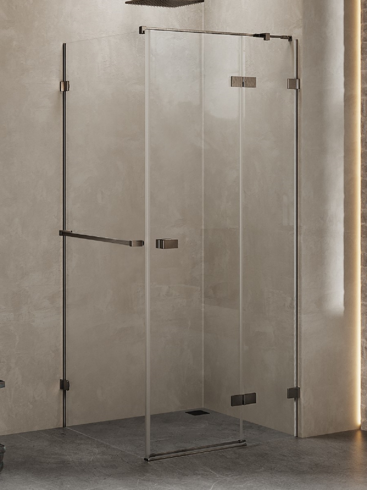 New Trendy Avexa Gunmetal Brushed cabina de ducha 100x90 cm rectangular gris metálico cepillado/vidrio transparente EXK-3297