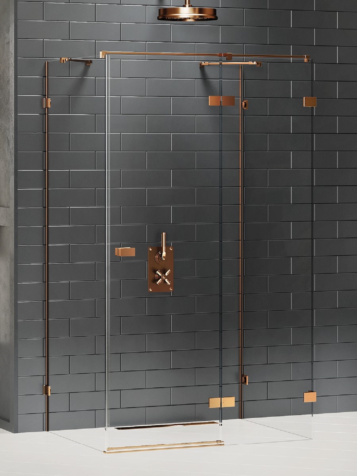 New Trendy Avexa Copper Brushed cabina de ducha 120x110 cm rectangular cobre cepillado/vidrio transparente EXK-3743