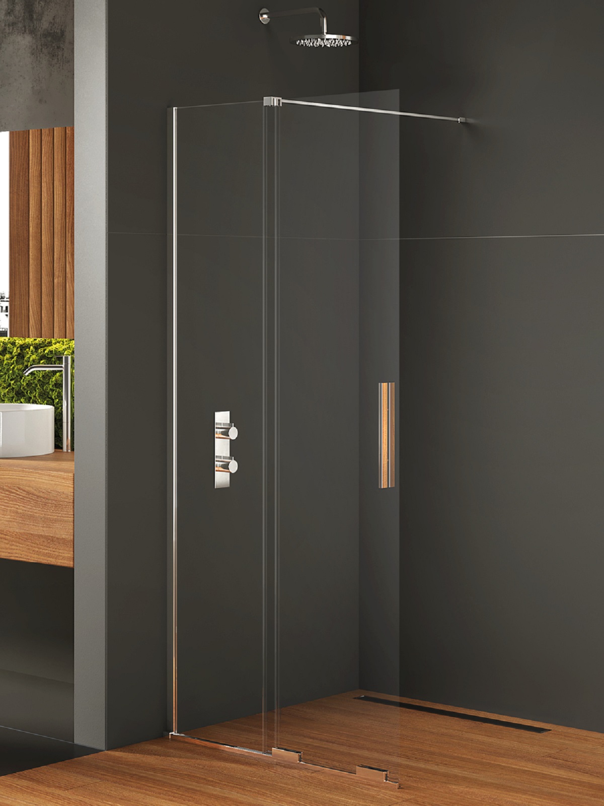 New Trendy Smart mampara de ducha walk-in 90 cm cromo brillante/vidrio transparente EXK-4086