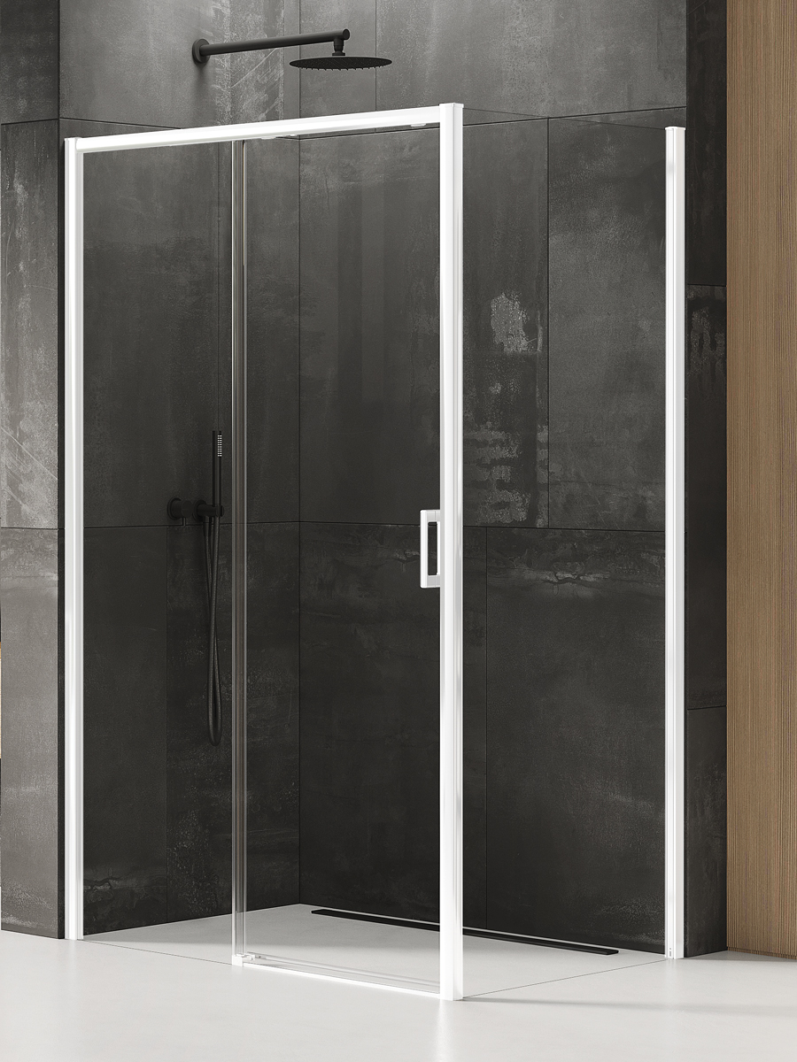 New Trendy Prime White cabina de ducha 110x80 cm rectangular blanco mate/vidrio transparente D-0402A/D-0219B