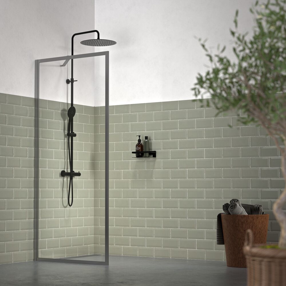 Sealskin Contour mampara de ducha walk-in 100 cm grafito mate/vidrio transparente CDA30986145100