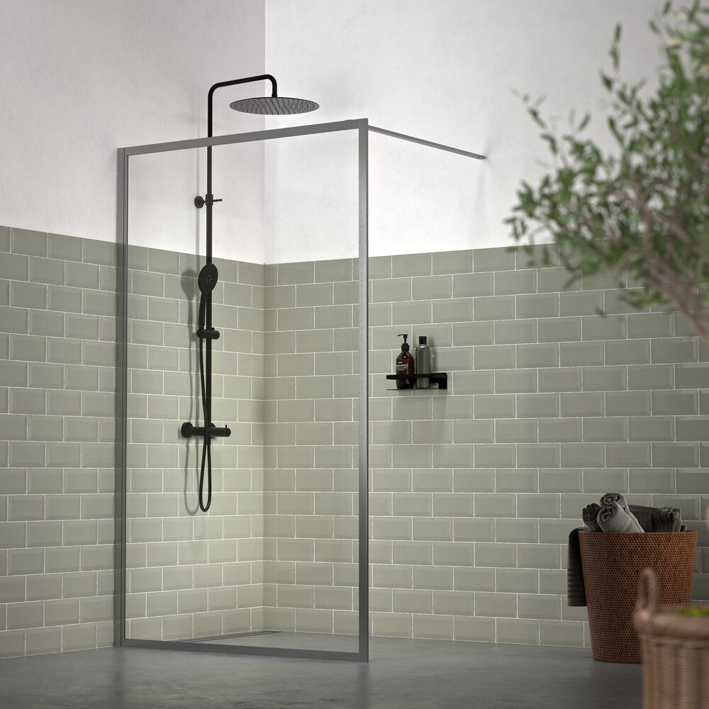 Sealskin Contour mampara de ducha walk-in 120 cm grafito mate/vidrio transparente CDA31186145100