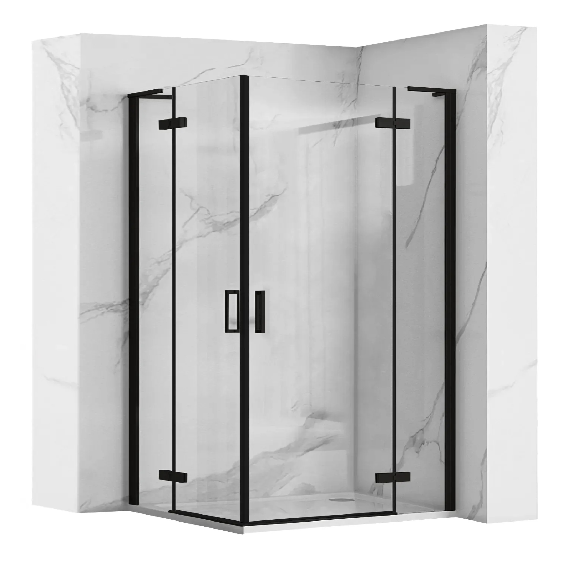 Rea Hugo cabina de ducha 80x80 cm cuadrada negro semimate/vidrio transparente REA-K6600