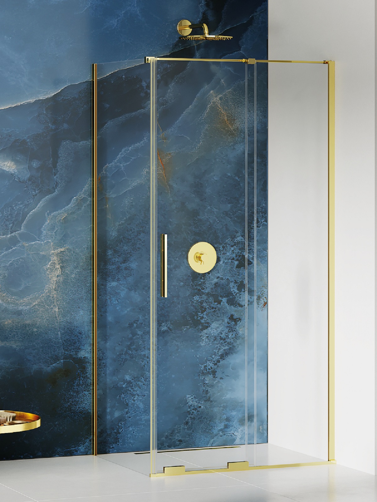 New Trendy Smart Light Gold kabina prysznicowa 160x100 cm prostokątna złoty połysk/szkło przezroczyste EXK-4260